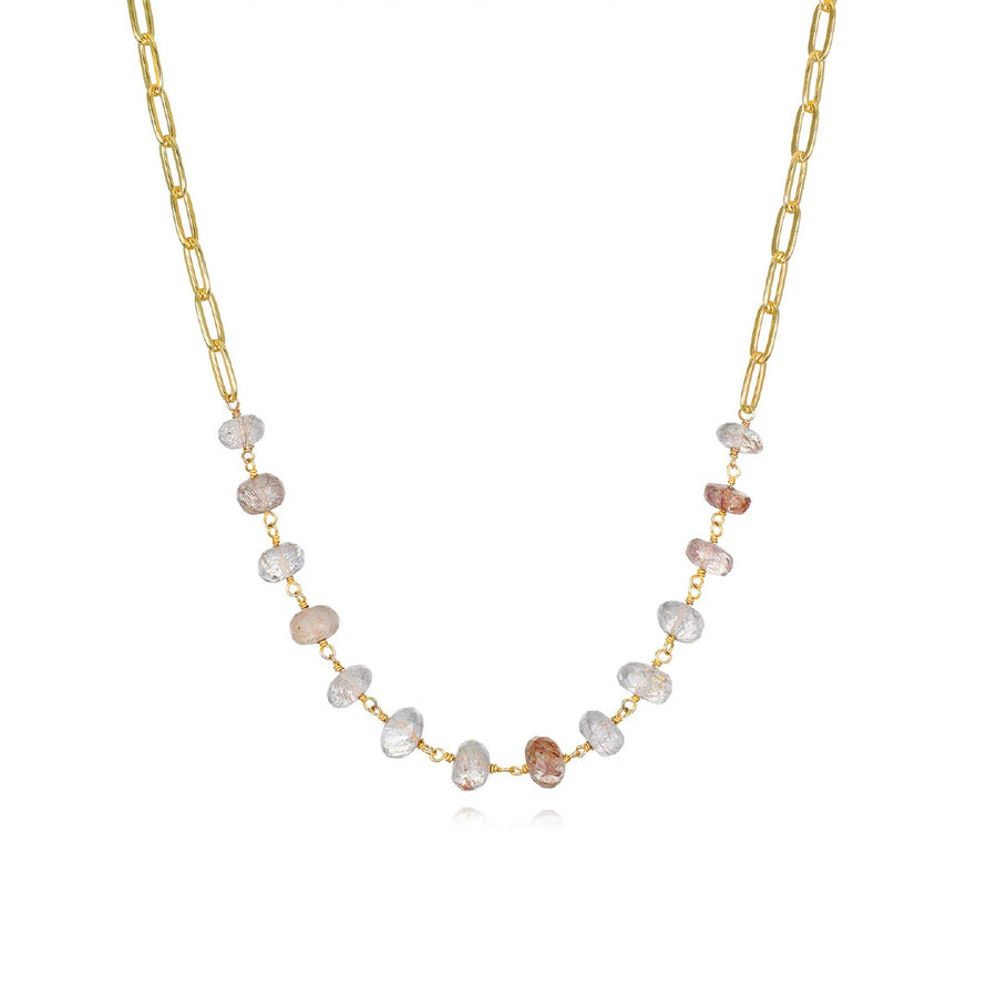 Copper Rutilated Quartz Paperclip Chain Necklace