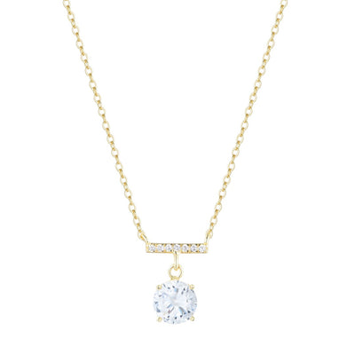 Gemstone Solitaire & Crystal Bar Necklace