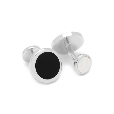 Double Sided Black Onyx Mother of Pearl Cufflink Stud Set