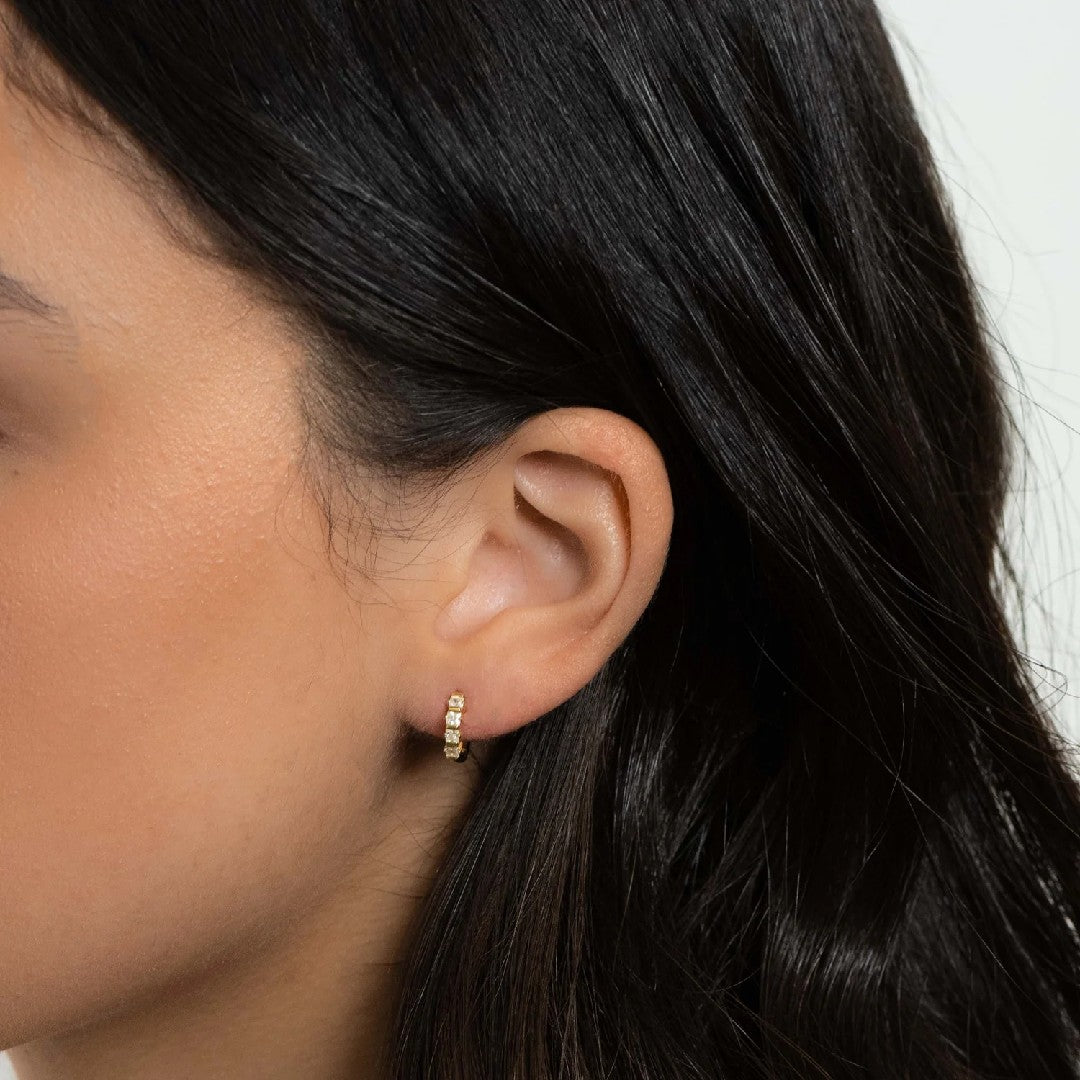 Studded CZ Huggie Hoops