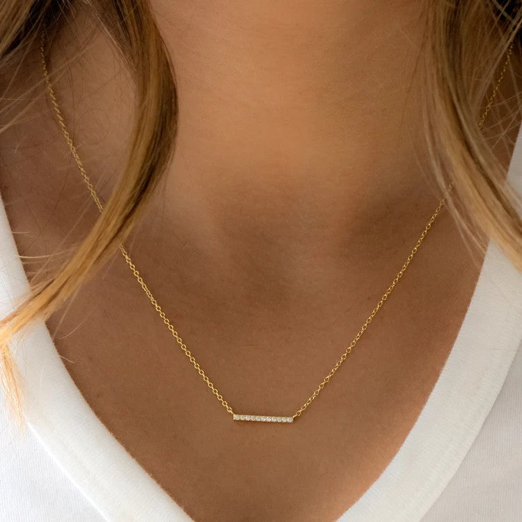 Dainty CZ Bar Necklace