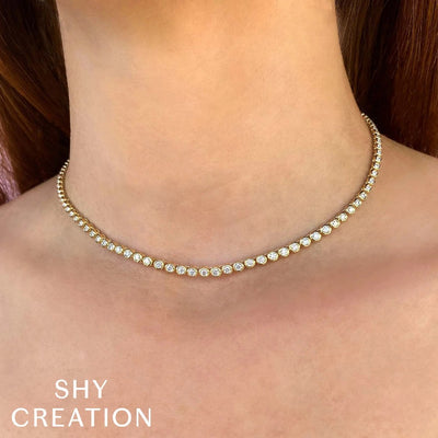 Shy Creation Bezel Diamond Tennis Necklace