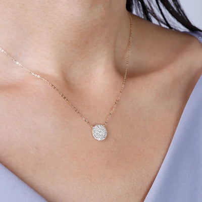 Diamond Cluster Disc Necklace