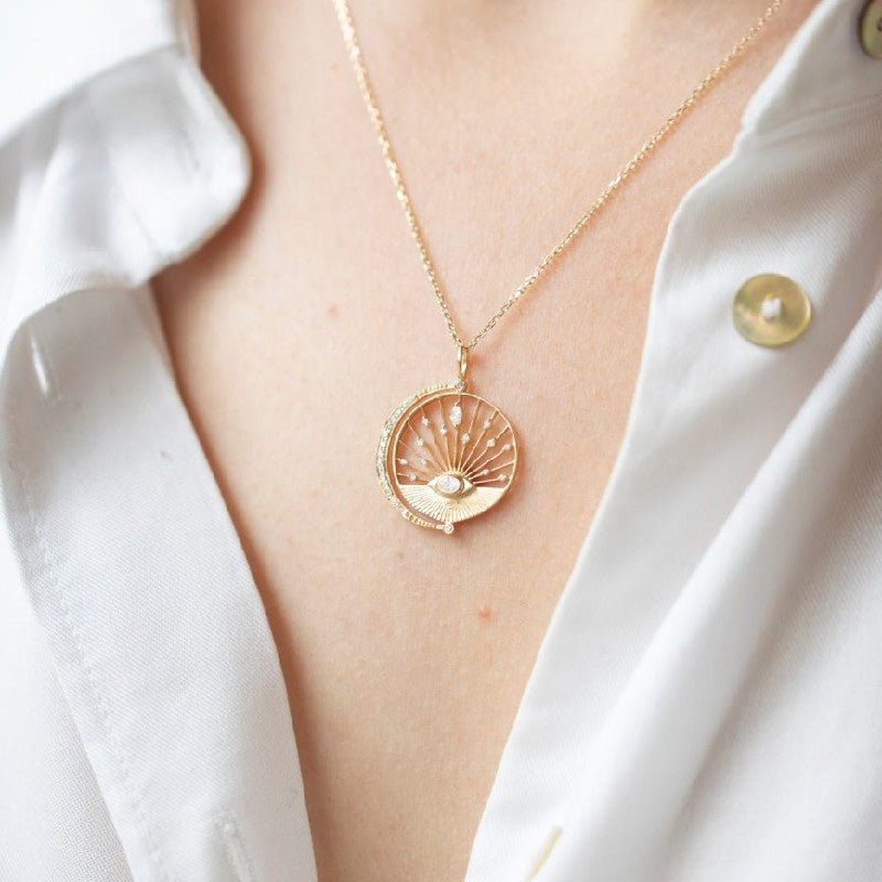 Celine Daoust Diamond Dream Maker Sun & Moon Necklace