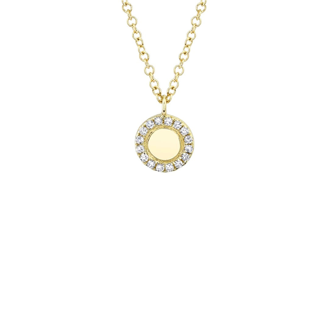 Shy Creation Diamond Halo Disc Necklace