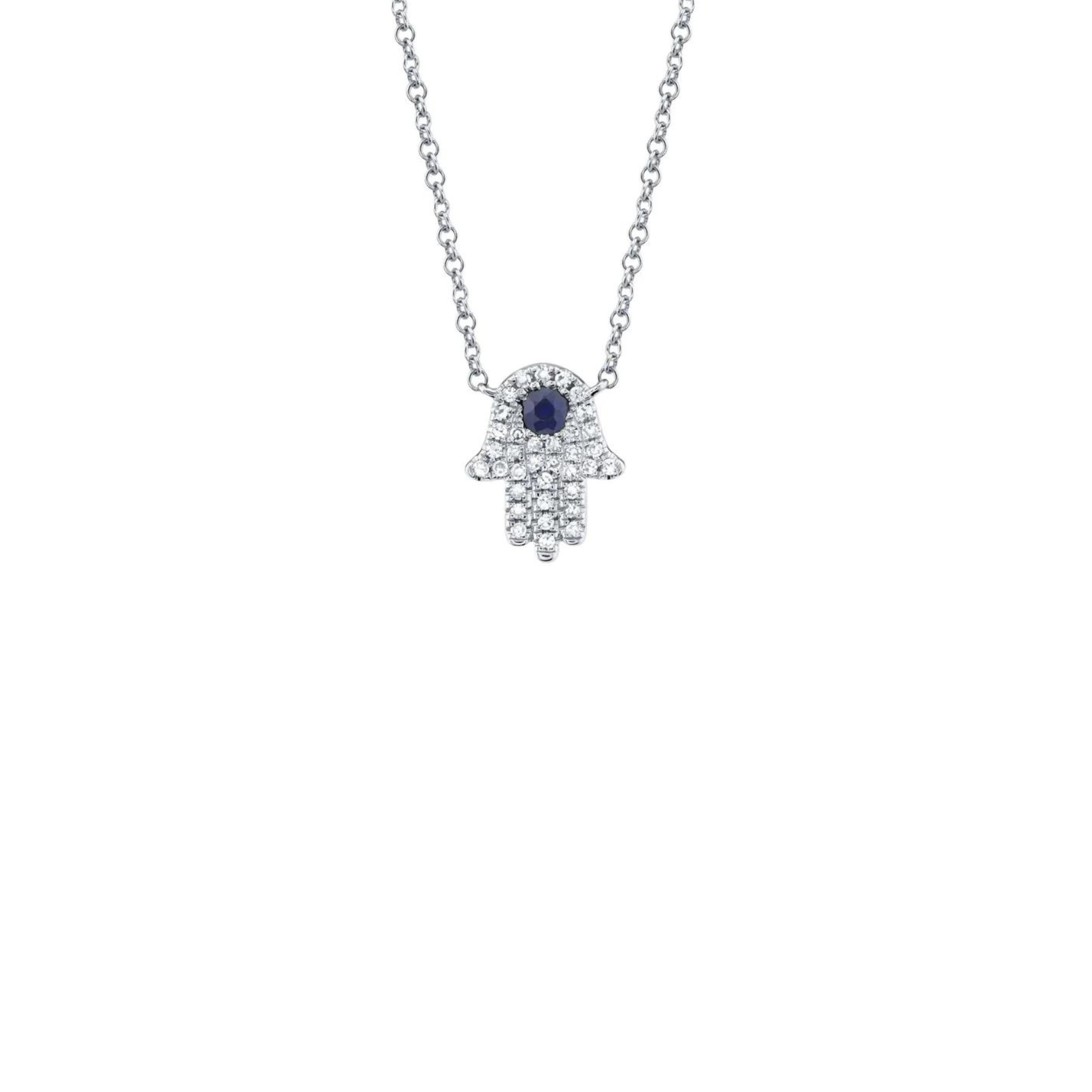 Shy Creation Diamond & Sapphire Hamsa Necklace