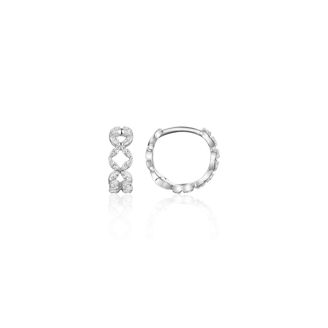 Diamond Open Lattice Huggie Hoops