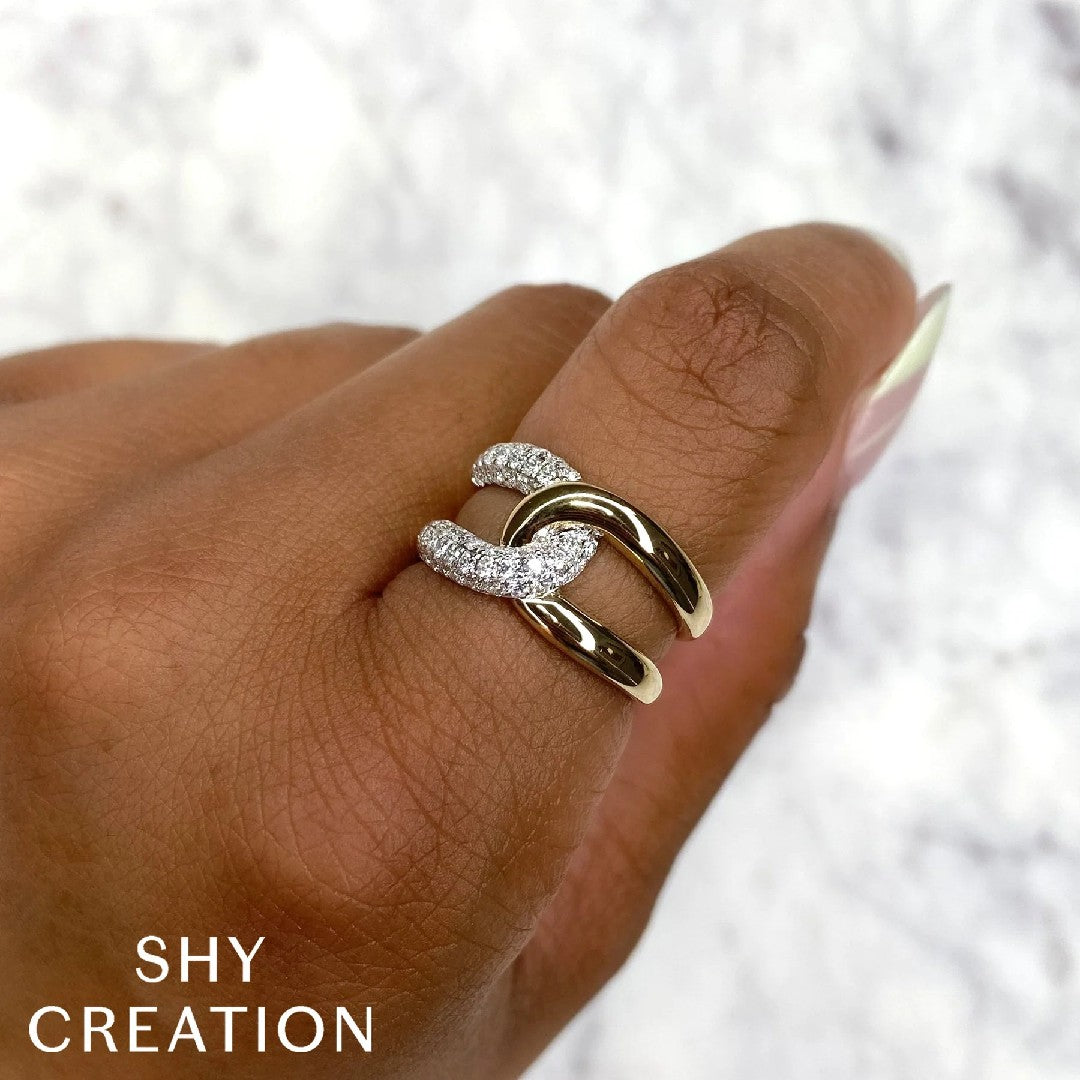 Shy Creation Two-Tone Linked Ring