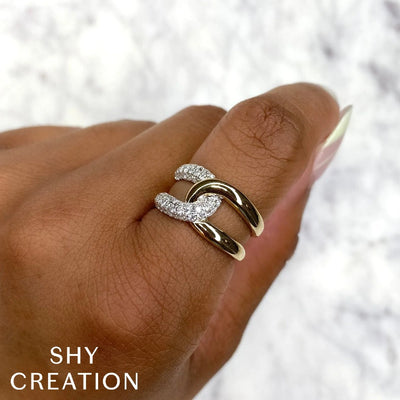 Shy Creation Two-Tone Linked Ring