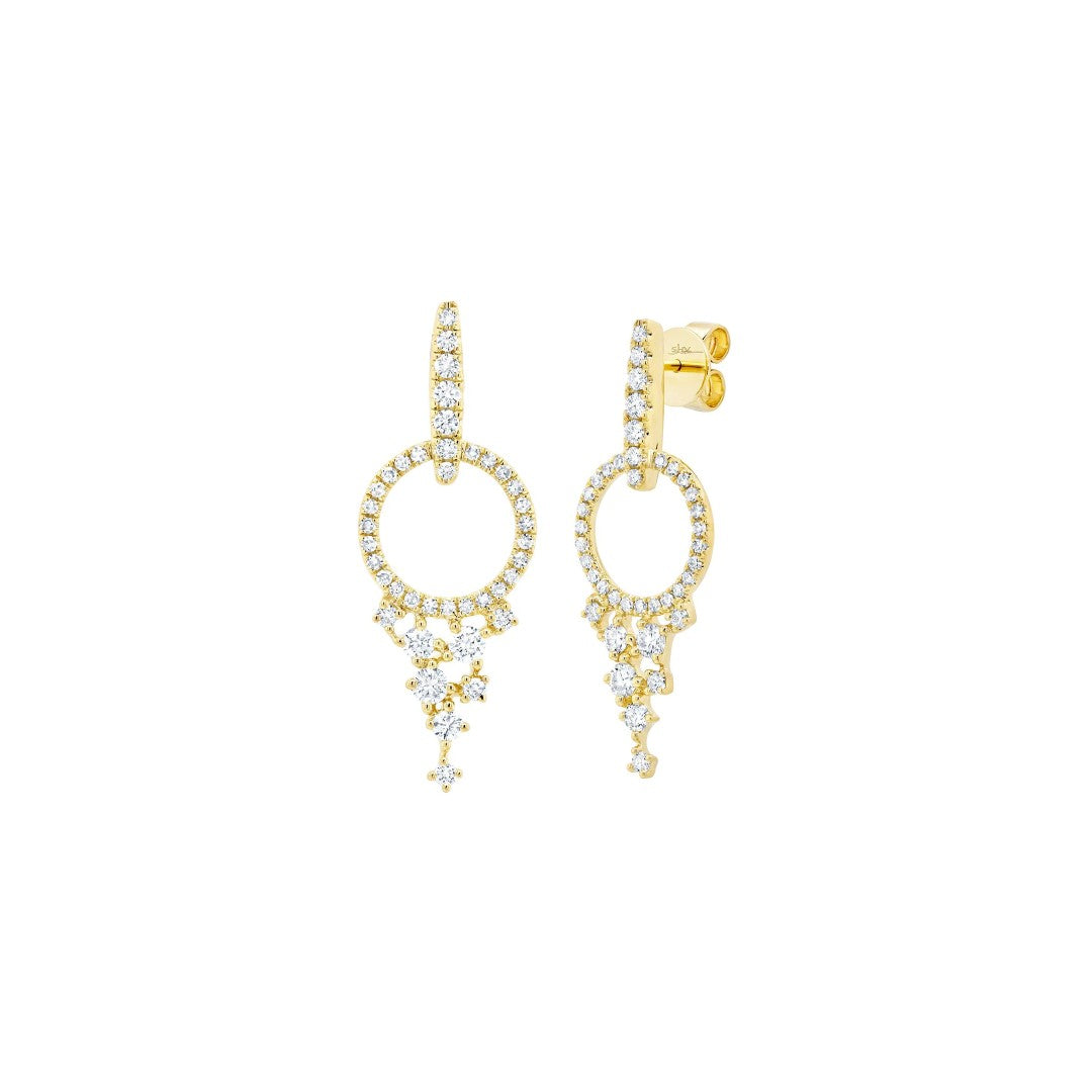Shy Creation Diamond Open Circle Cluster Earrings