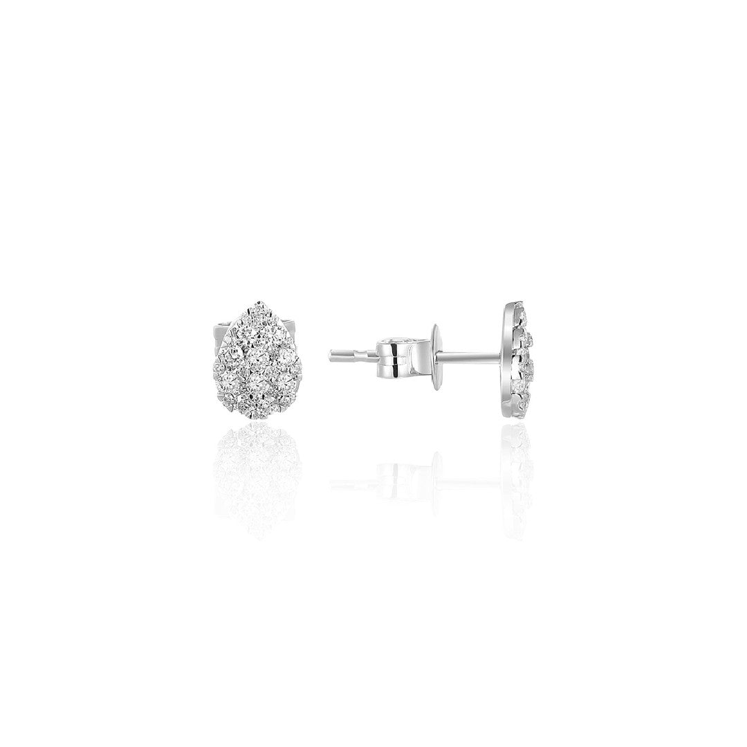 Diamond Pear Cluster Studs in Platinum