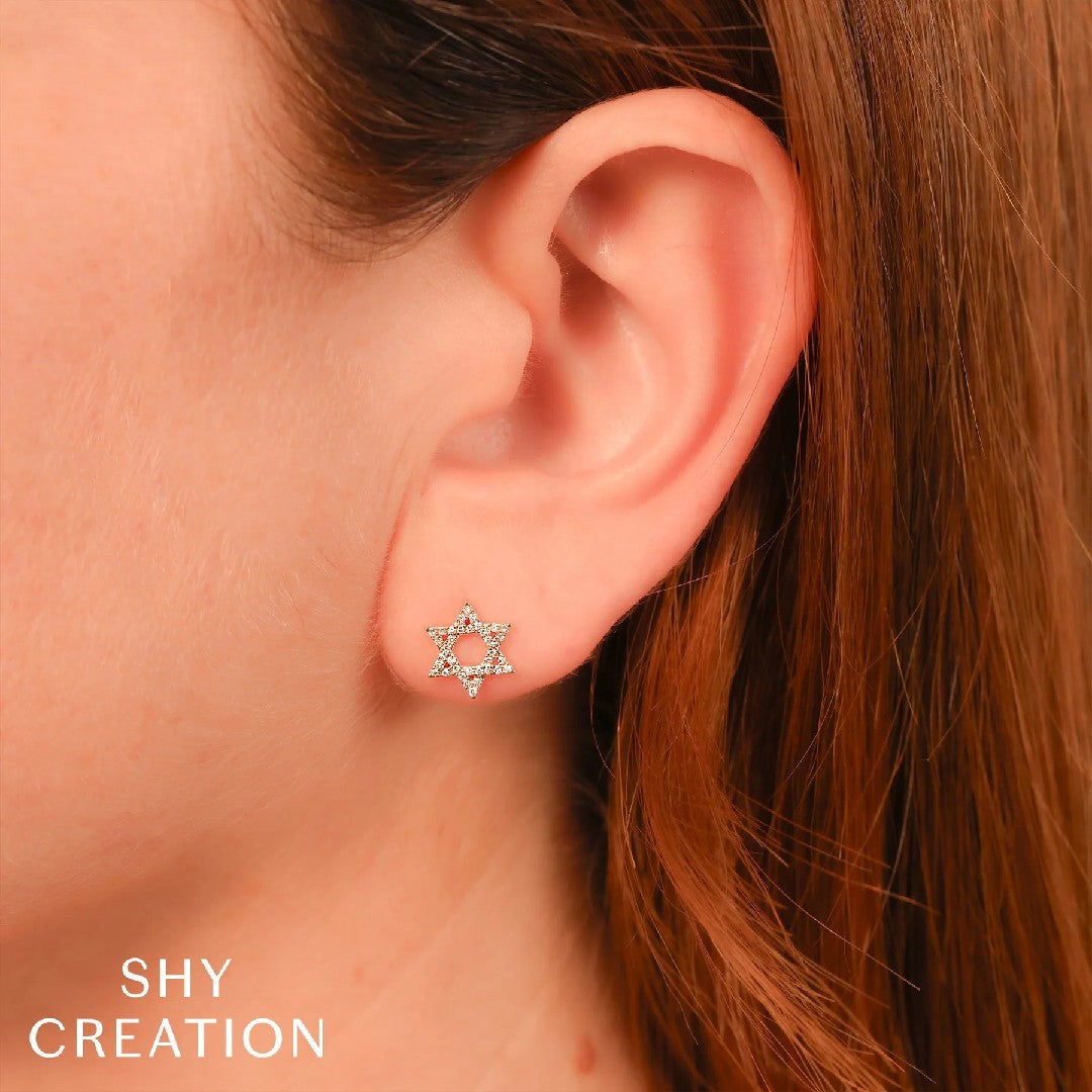 Shy Creation Diamond Star of David Earrings