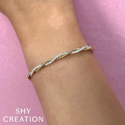 Shy Creation Diamond Twisted Bangle