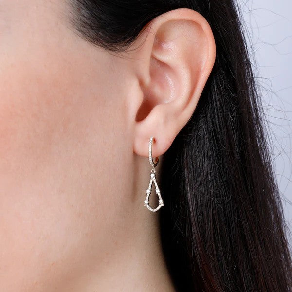 Diamond Open Teardrop Huggie Earrings