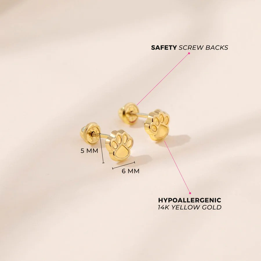 Dog Paw Little Girl's Stud Earrings