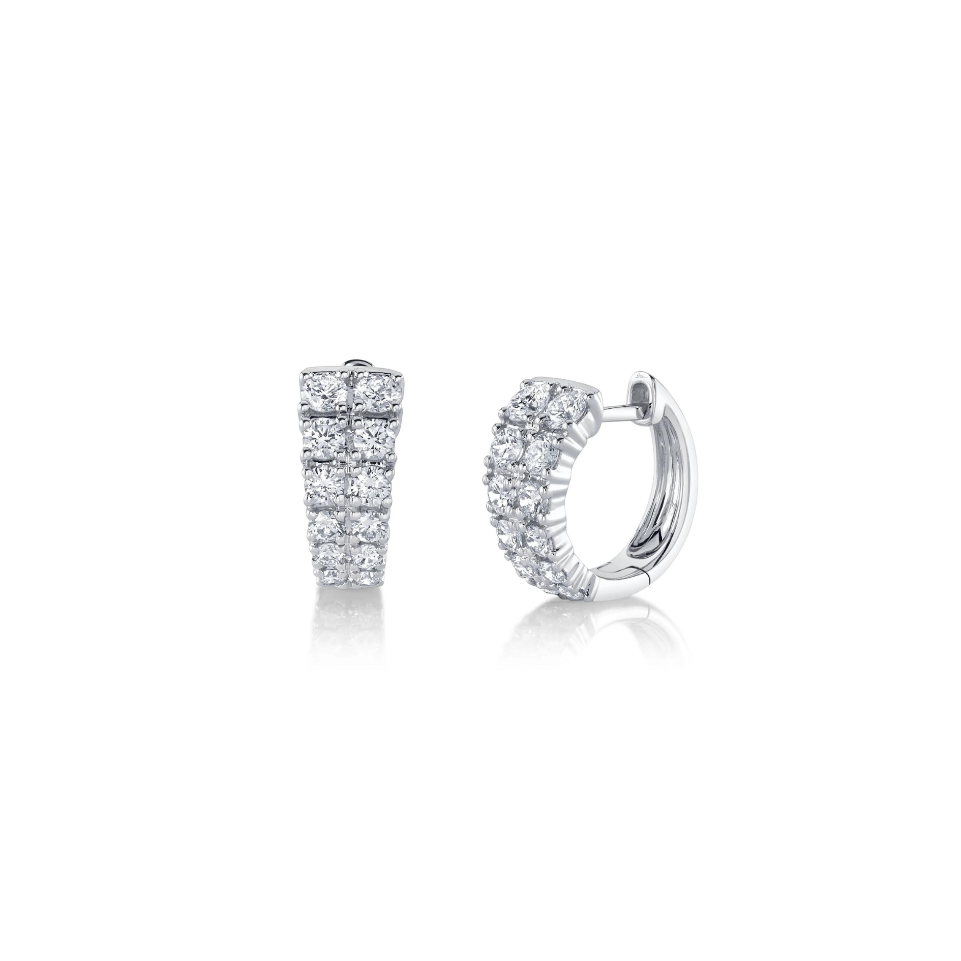 Shy Creation Diamond Double Row Tapered Huggie Earrings