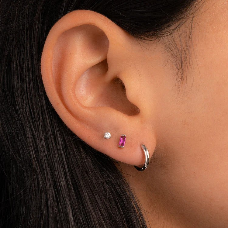 Ruby Baguette Stud Earrings