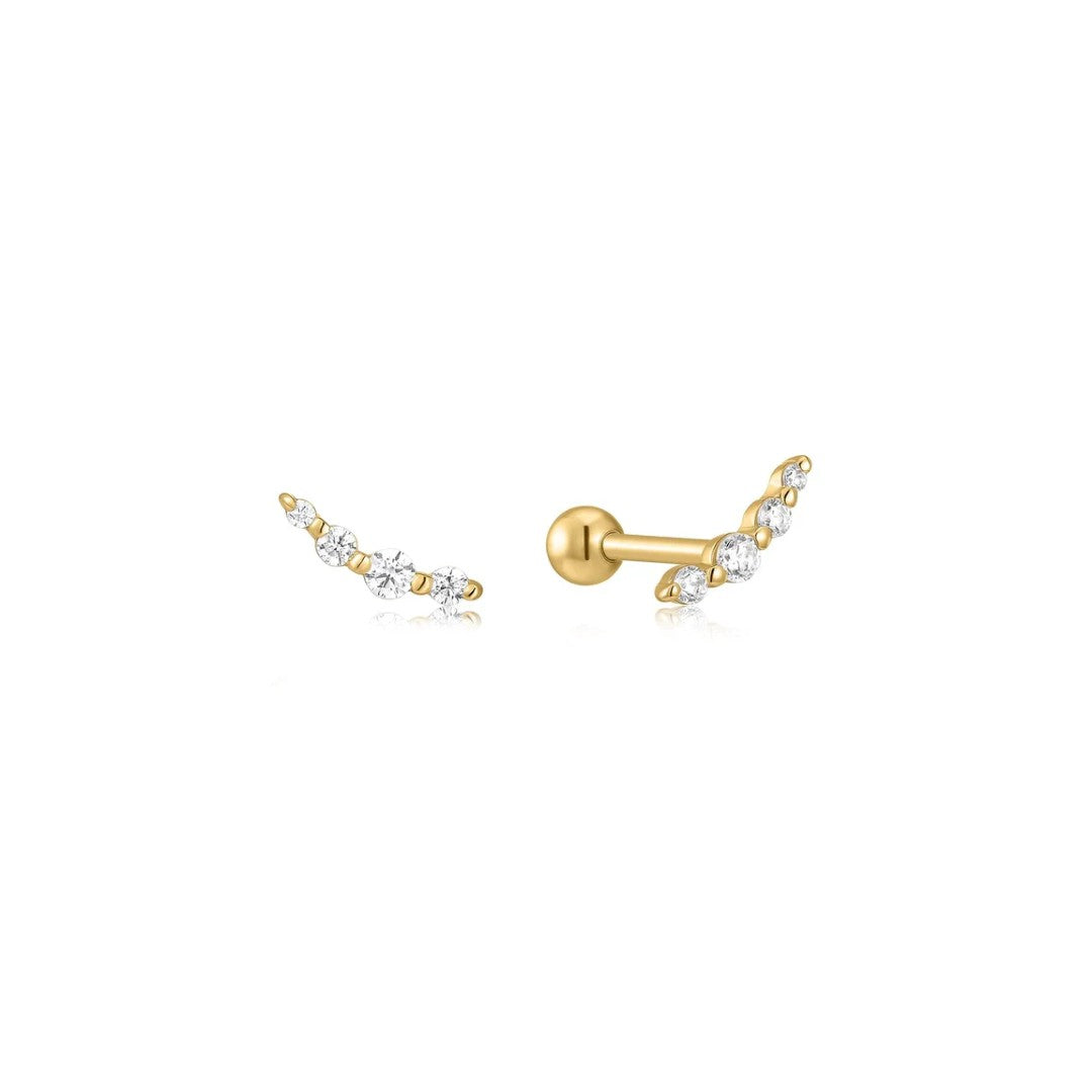 Eklexic Graduated CZ Curved Bar Earrings