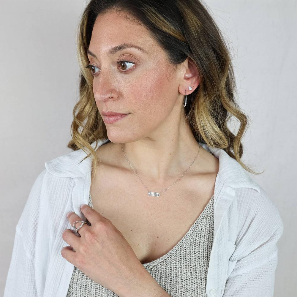 Ella Stein Pave Diamond Pear Stud Earrings