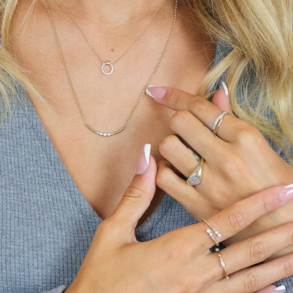 Ella Stein Beaded Connection Diamond Bar Necklace