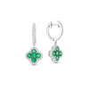 Emerald and Diamond Clover Huggie Earrings