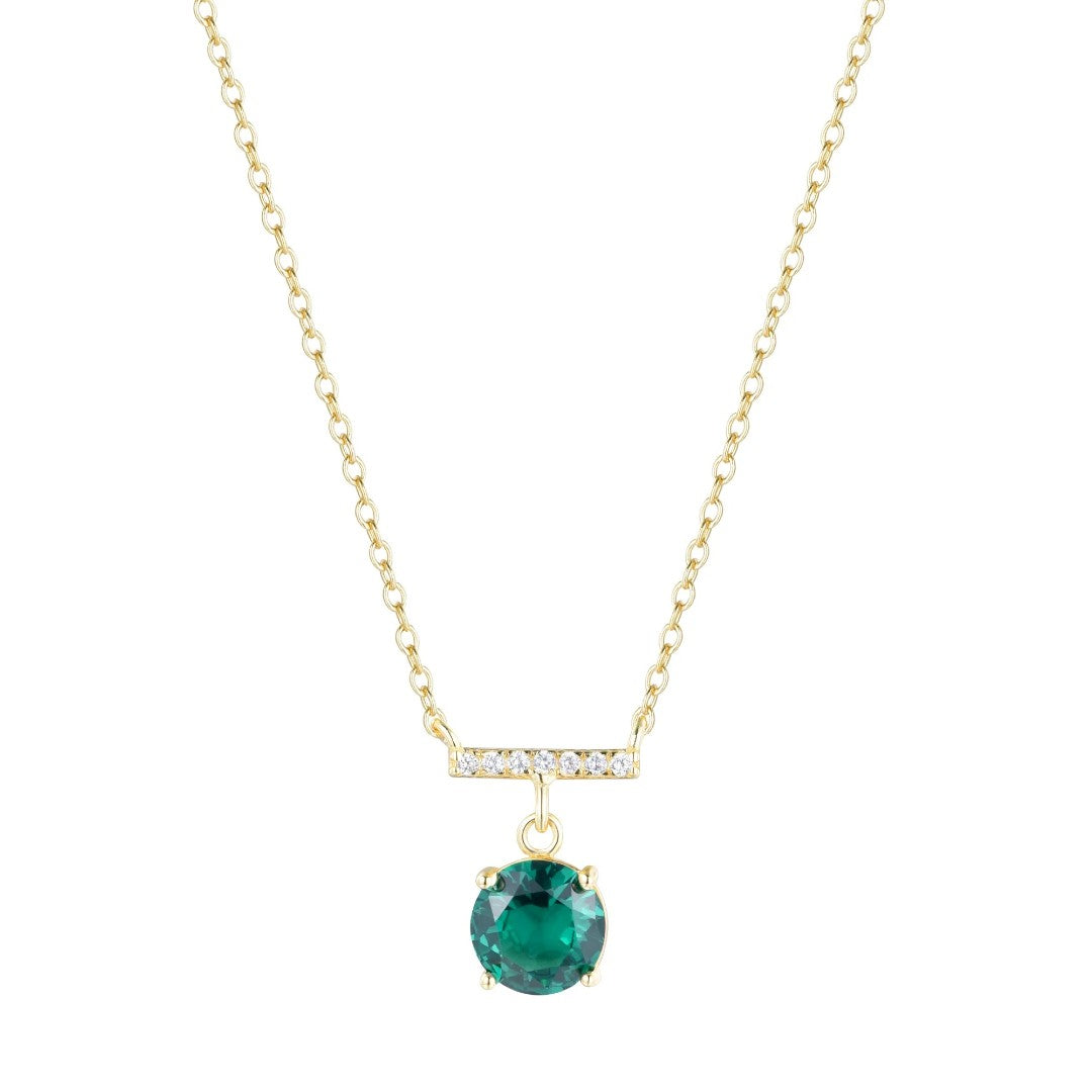 Gemstone Solitaire & Crystal Bar Necklace