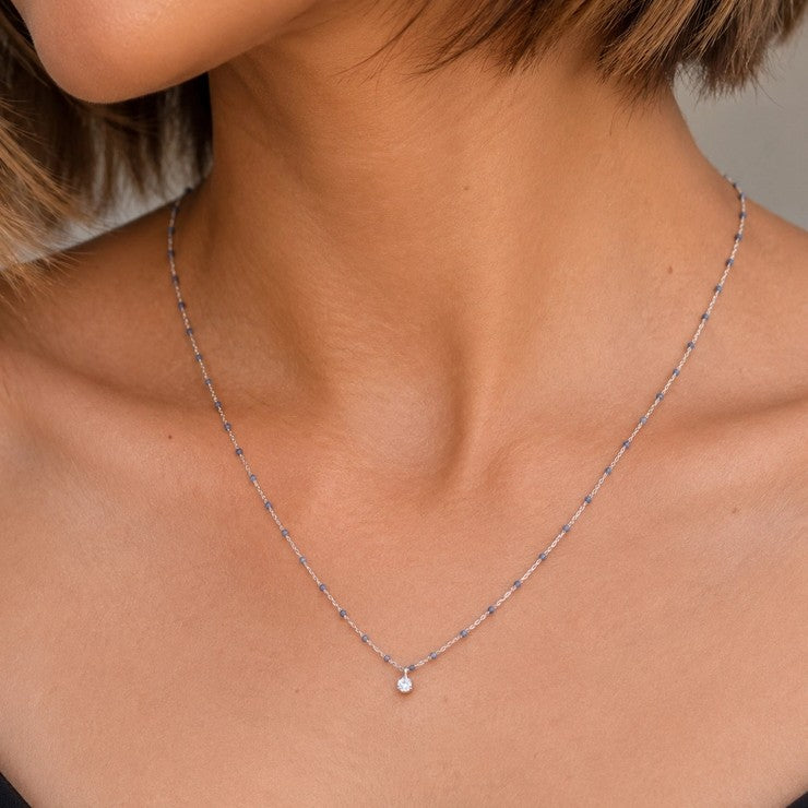 Light Blue Enamel Beaded Necklace