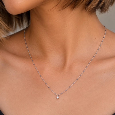 Light Blue Enamel Beaded Necklace