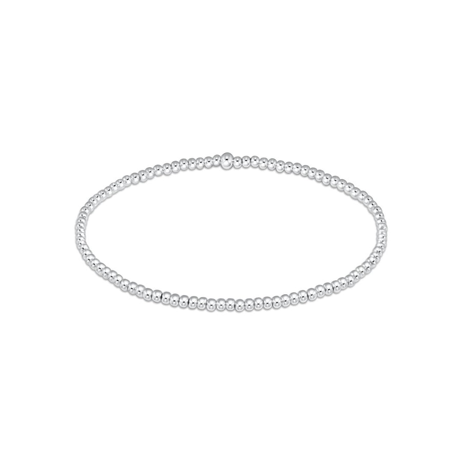 A bracelet made of 2mm sterling silver beads, displayed against a white background.