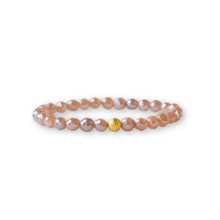 Faceted Sunstone 6mm Stretch Bracelet