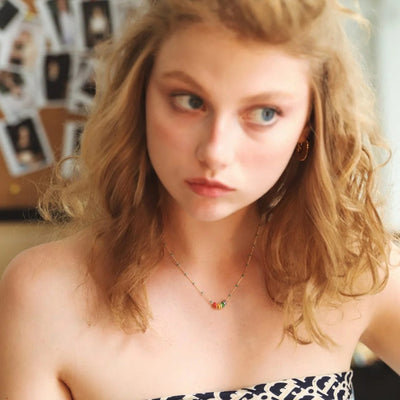 Rainbow Enamel Charm Necklace