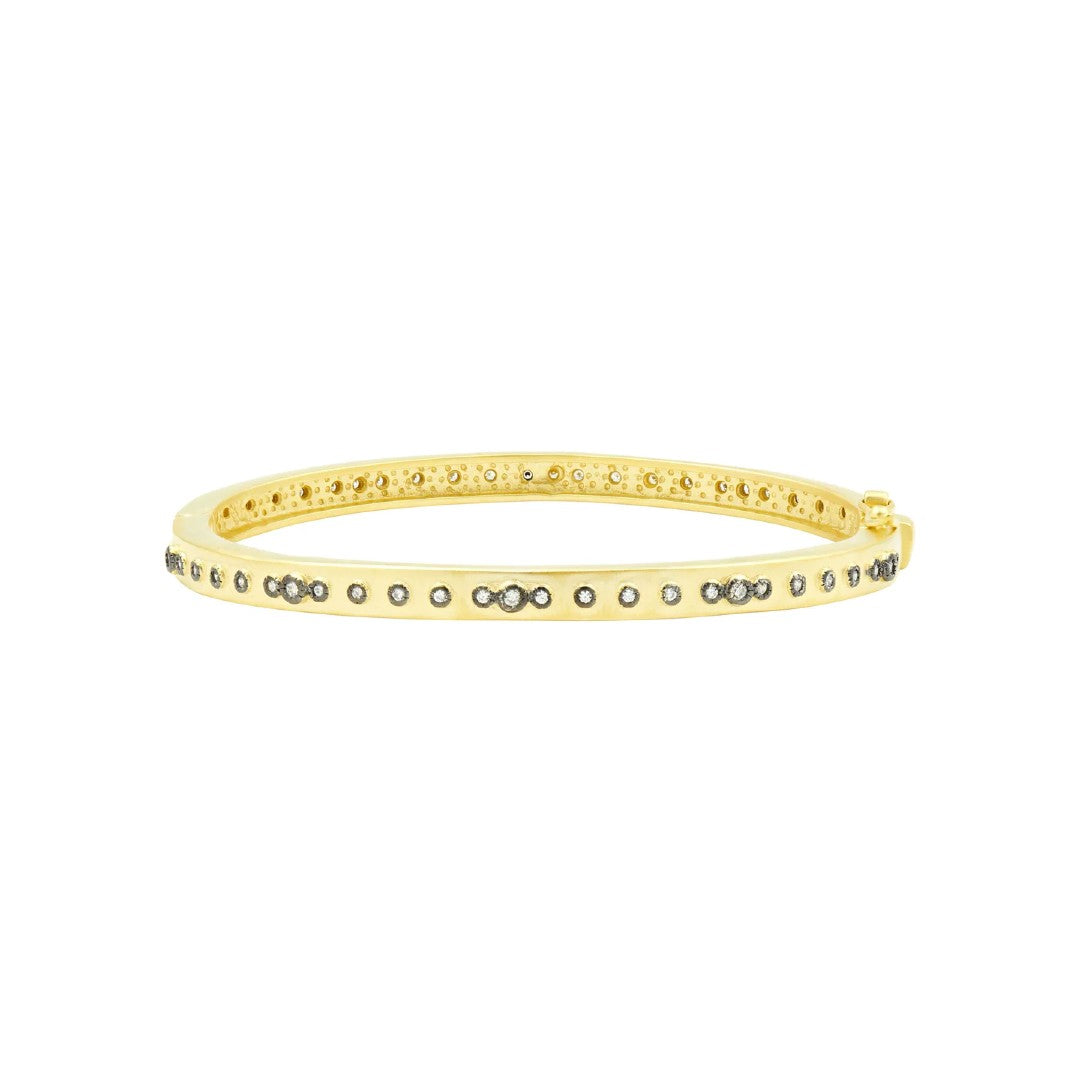 Freida Rothman Mini Stud Bezel Stone Eternity Hinge Bangle
