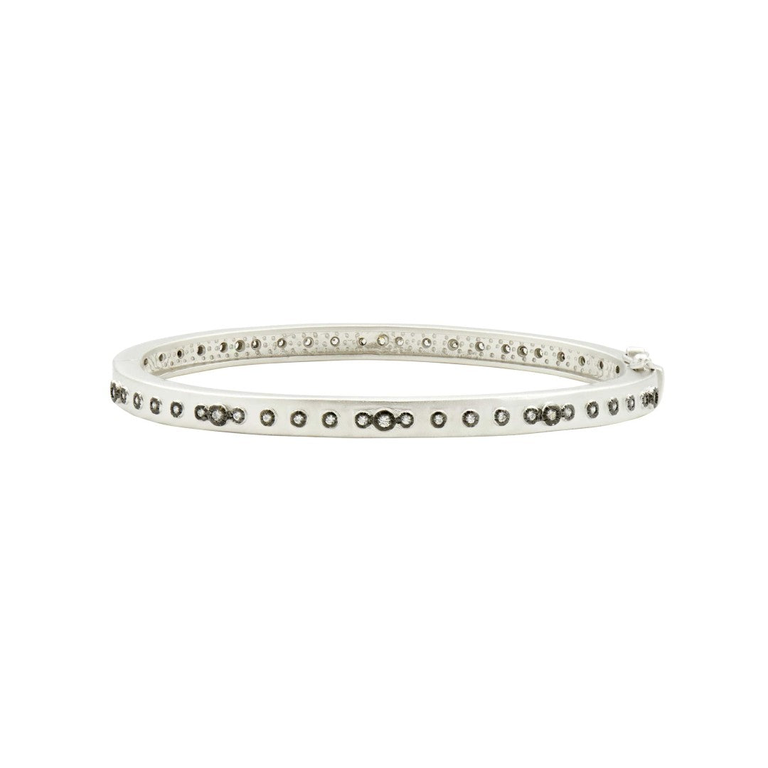 Freida Rothman Mini Stud Bezel Stone Eternity Hinge Bangle