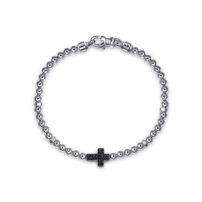 Gabriel & Co. Black Spinel Cross Men's Bracelet