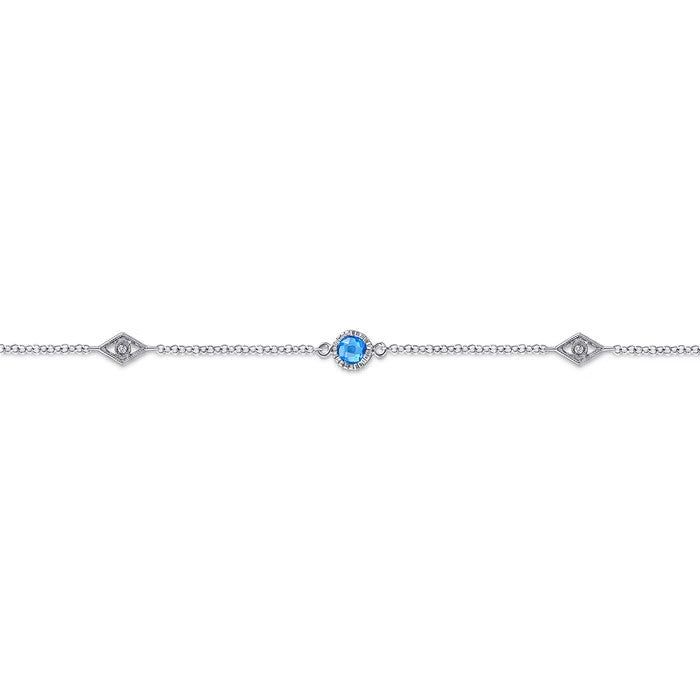Gabriel & Co. Blue Topaz & White Sapphire Anklet
