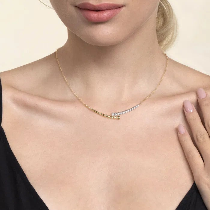 Gabriel & Co. Bujukan Diamond Bypass Bar Necklace