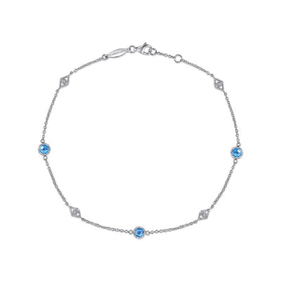 Gabriel & Co. Blue Topaz & White Sapphire Anklet