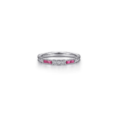 Gabriel & Co. Diamond & Baguette Ruby Ring
