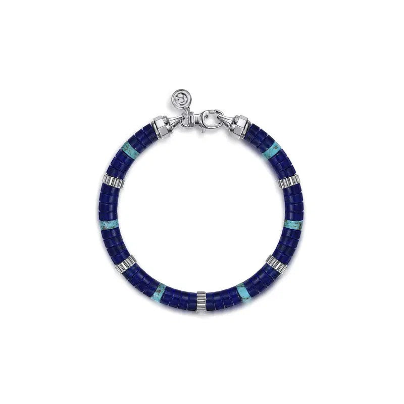 Gabriel & Co. Lapis & Turquoise Cylinder Men's Bracelet
