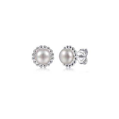 Gabriel & Co. Round Pearl Bujukan Stud Earrings
