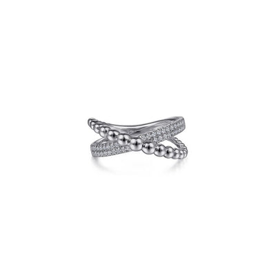 Gabriel & Co. White Sapphire Bujukan Criss Cross Ring