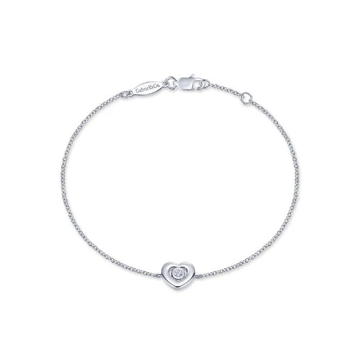 Gabriel & Co. White Sapphire Heart Chain Bracelet