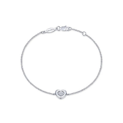 Gabriel & Co. White Sapphire Heart Chain Bracelet