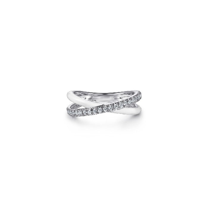 Gabriel & Co. White Sapphire & White Enamel Criss Cross Ring