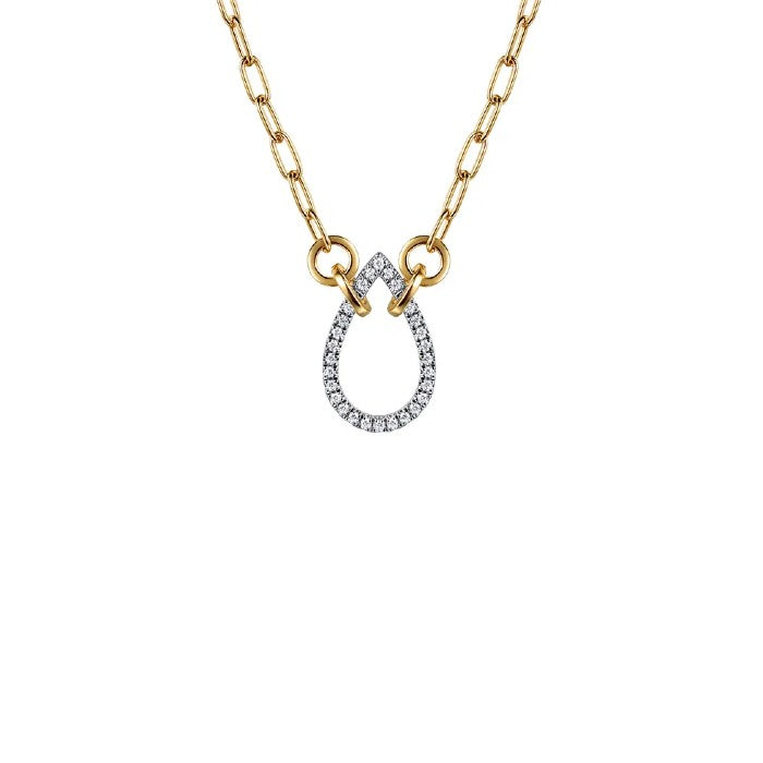 Gabriel & Co. Diamond Open Drop Paperclip Chain Necklace