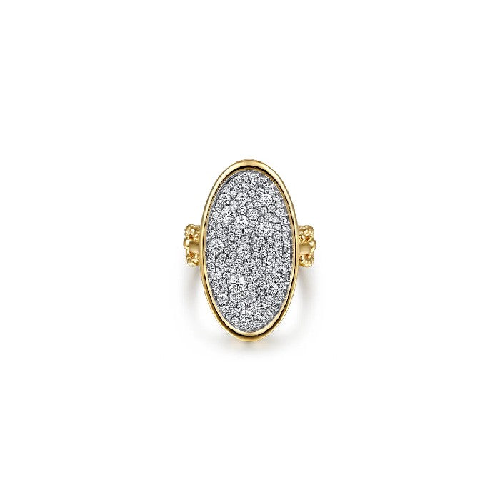 Gabriel & Co. Diamond Elongated Oval Signet Ring