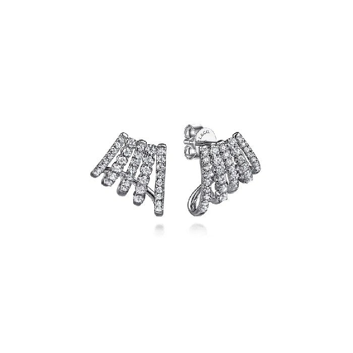 Gabriel & Co. Diamond Fanned J Hoop Earrings