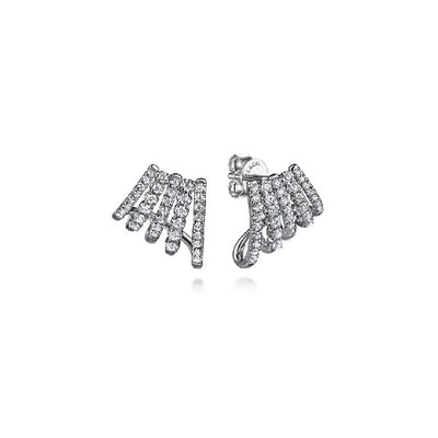 Gabriel & Co. Diamond Fanned J Hoop Earrings