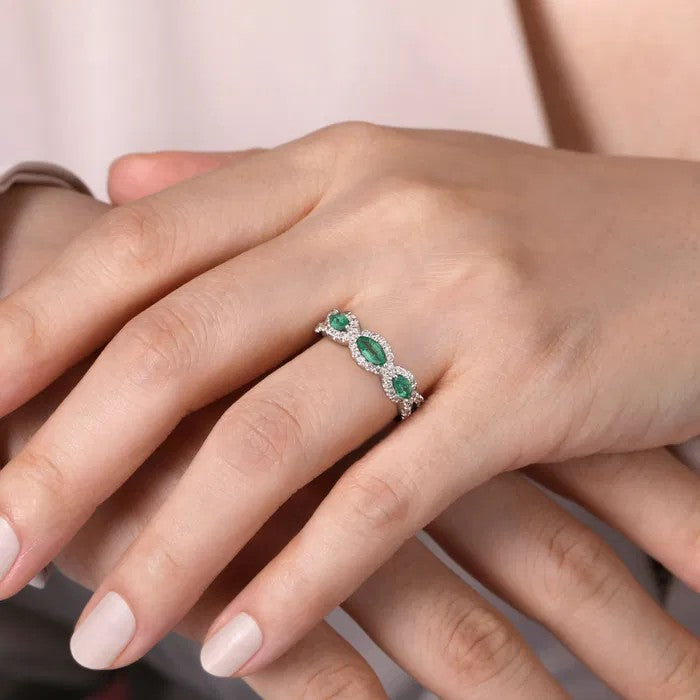 Gabriel & Co. Emerald Marquise & Diamond Ring