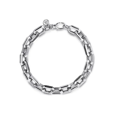 Gabriel & Co. Faceted Chain Black Spinel Men's Bracelet
